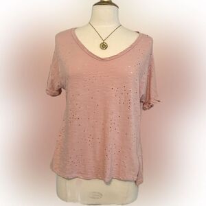 Never worn! Adorable MTS boutique distressed top!